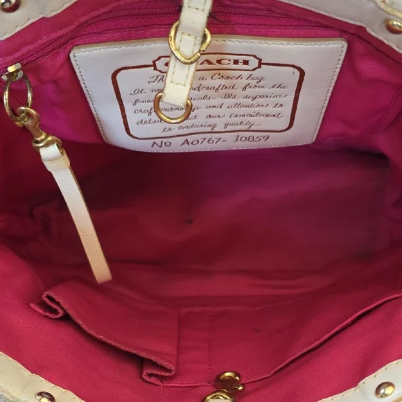 Coach Signature Brown Shoulder Bag with Multicolor Stripes - Vintage Y2K - Picture 2 of 8